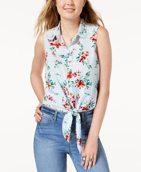 Juniors' Tie-Front Blouse